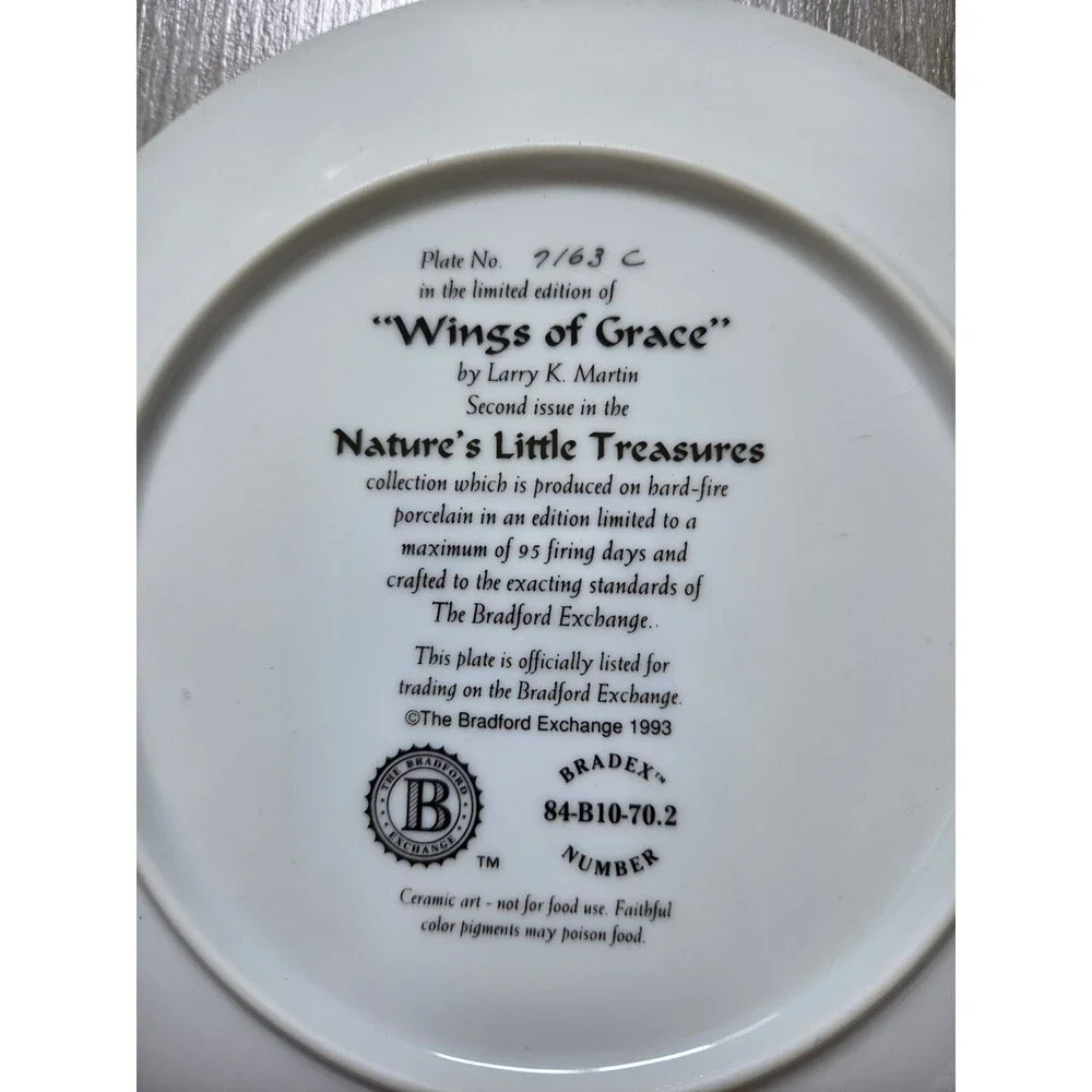 VTG Bradford Exchange Wings of Grace Hummingbird Plate Larry K Martin COA 93